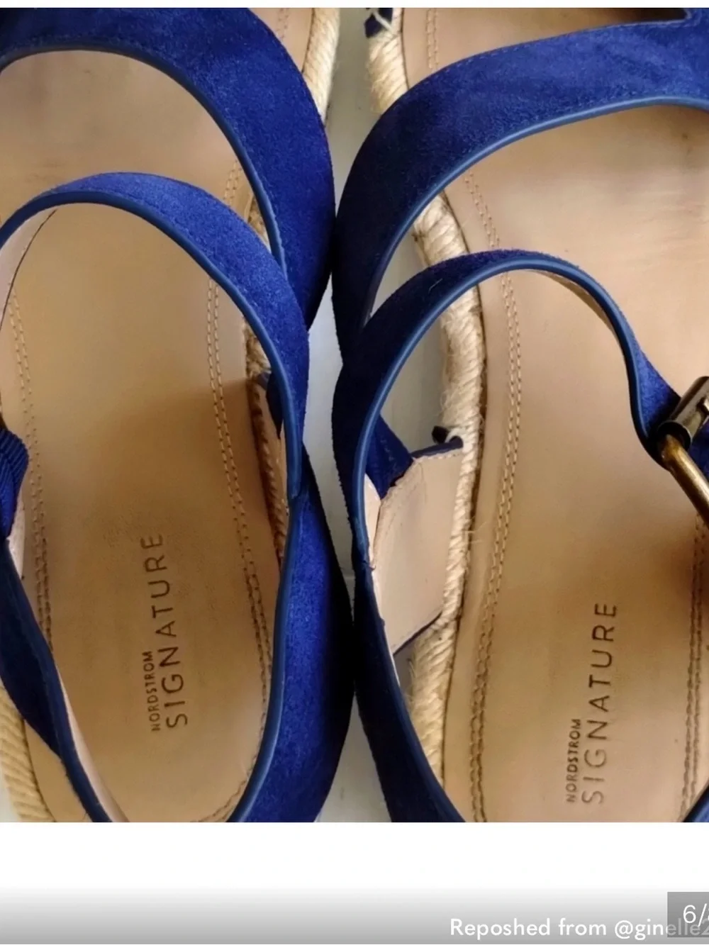 Nordstrom signature Blue Crisscross Platform Espadrille Sandals with Ankle Strap